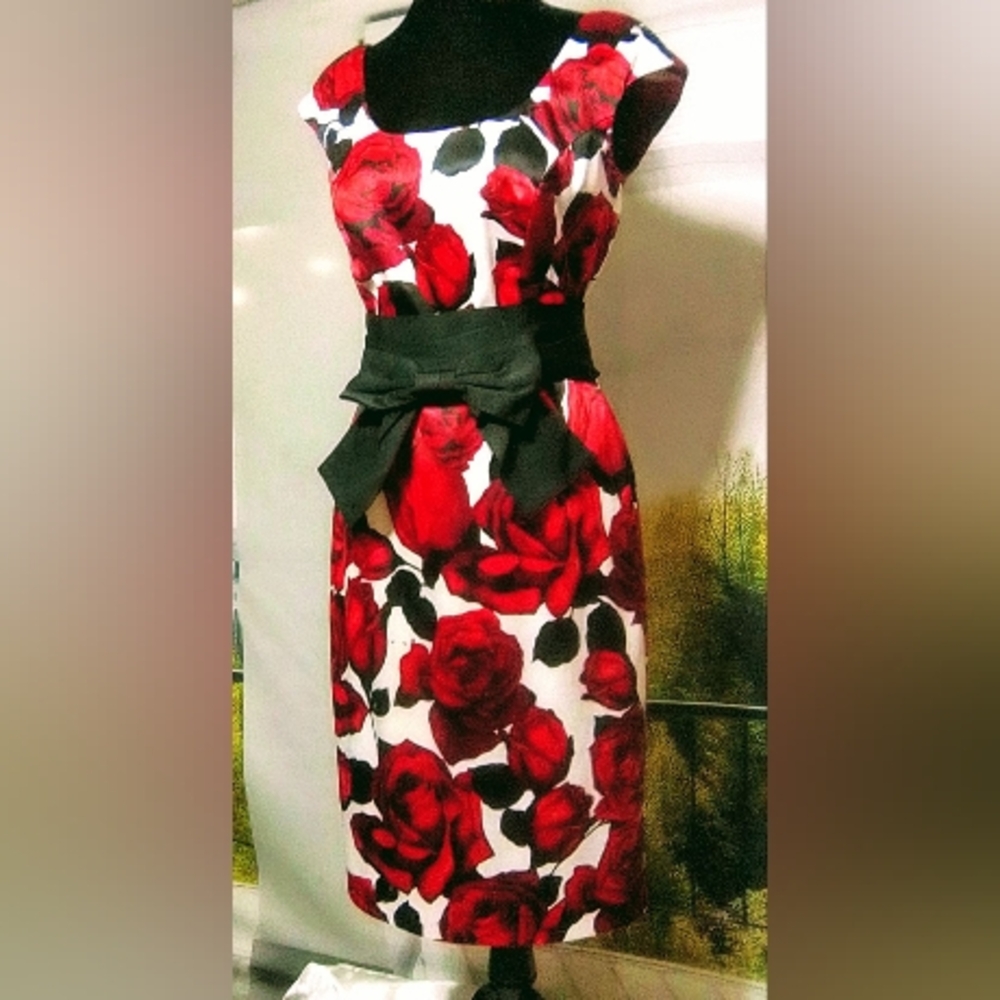 White House Black Market Red Sheath Midi Dress